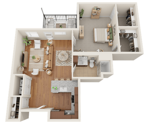 A6, 1 bed 1 bath floor plan at Sylvan Uptown, Colorado, 80203